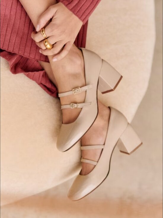 Sezane Shoes - Sézane Soline Mary Janes in Light Beige Varnish Size 38/US 7